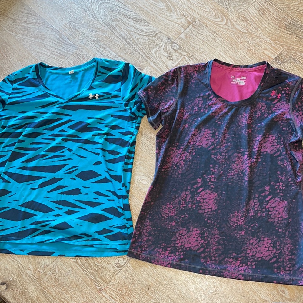 Under Armour Blue pink  Heat Gear V-Neck Top bundle